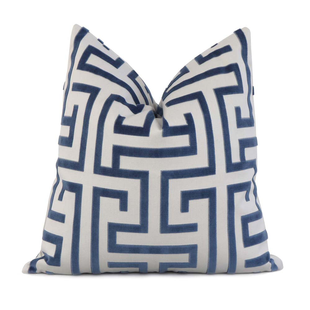 Thibaut Ming Trail Velvet Navy Blue Luxury Designer Throw Pillow Cover