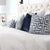 Thibaut Ming Trail Velvet Navy Blue Luxury Designer Throw Pillow Cover in Bedroom