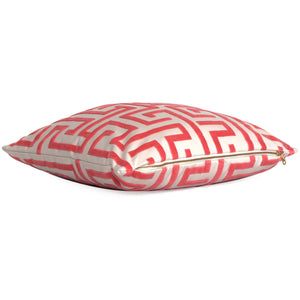 Thibaut Ming Trail Velvet Watermelon Red Designer Luxury Throw Pillow Cover with Exposed Brass Gold Zipper