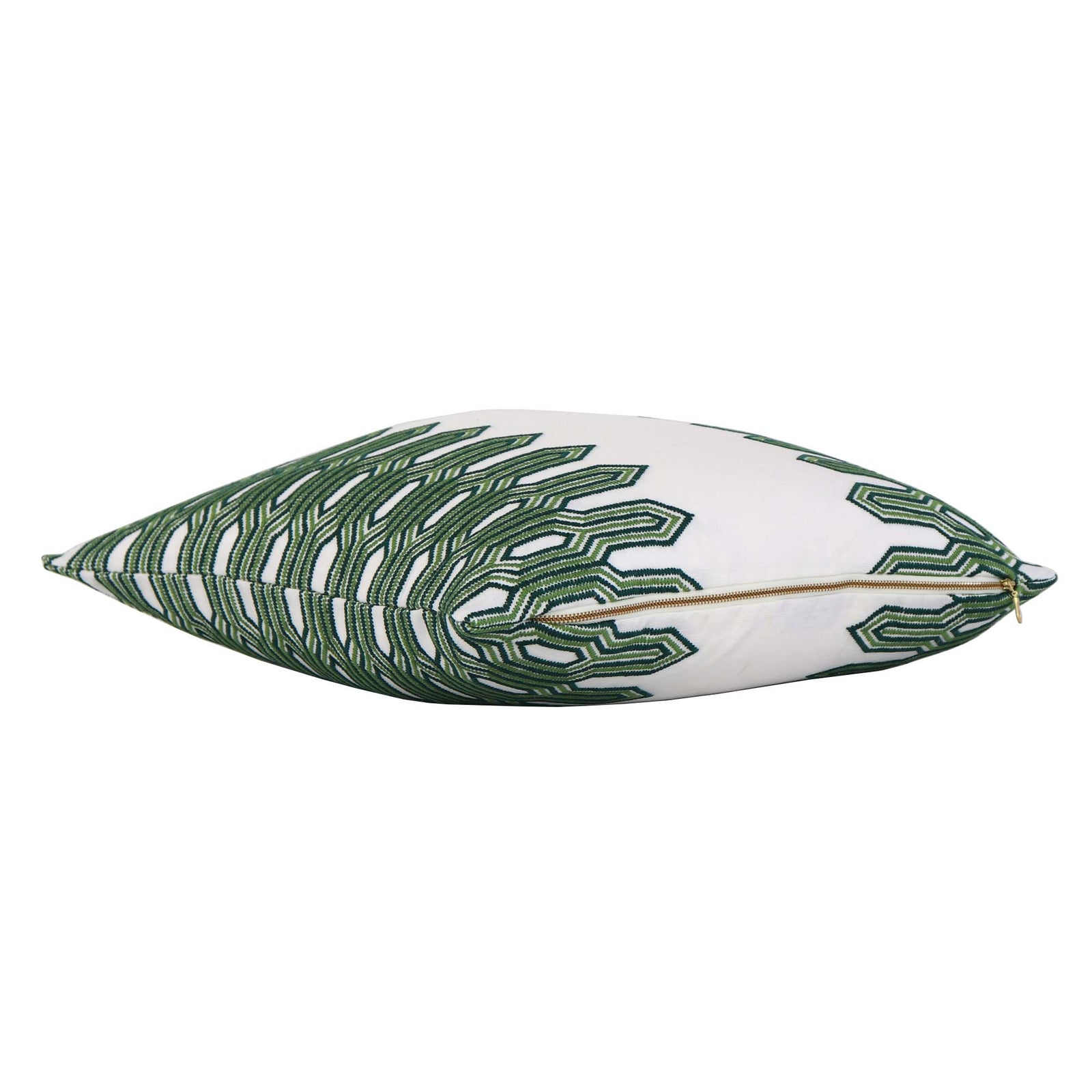 Thibaut Nola Stripe Green Embroidery Geometric Designer Decorative Throw Pillow Cover with Exposed Brass Zipper