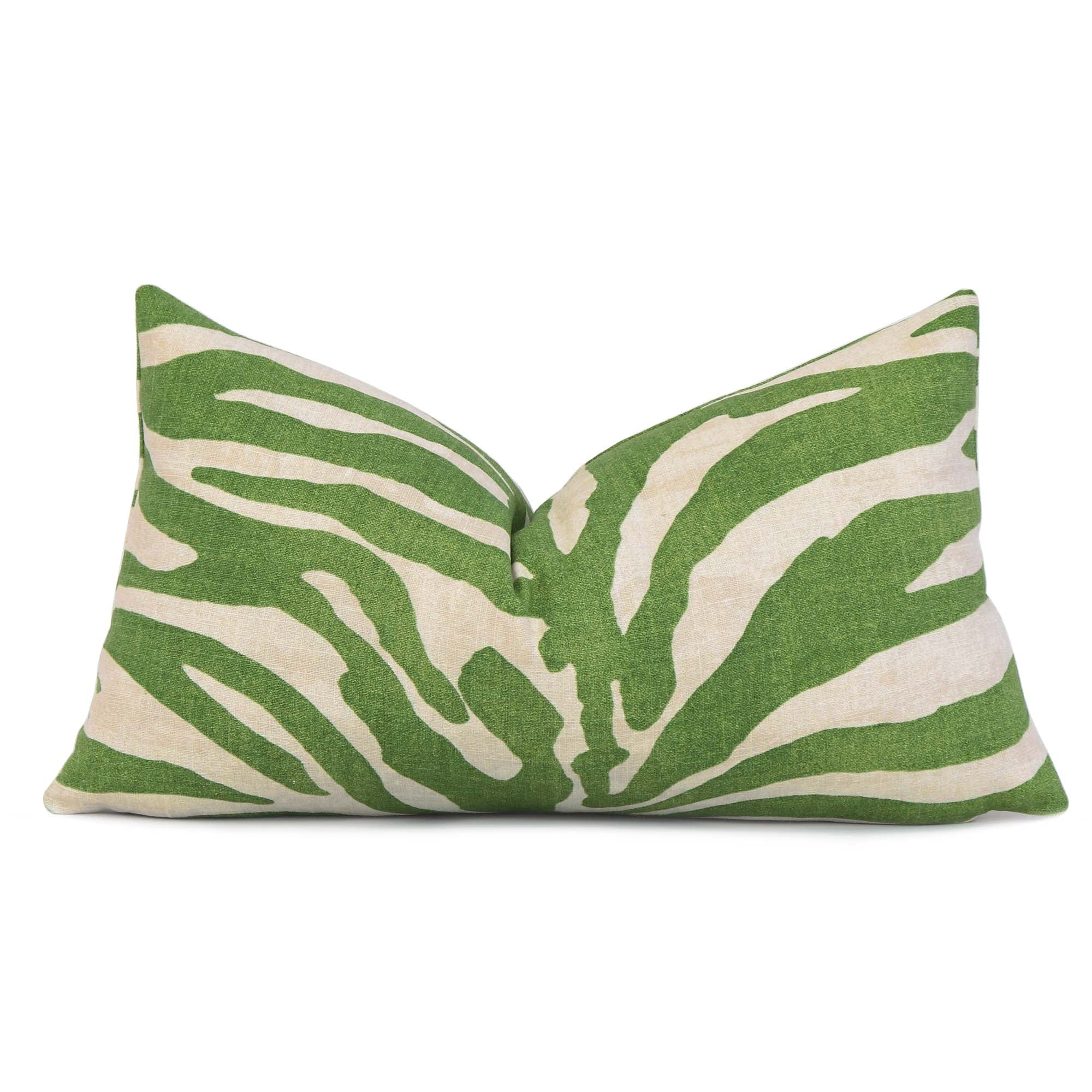 Thibaut Serengeti Zebra Designer Luxury Green Lumbar Throw Pillow Cover