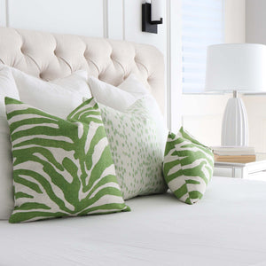 Thibaut Serengeti Zebra Designer Luxury Green Throw Pillow Cover in Bedroom