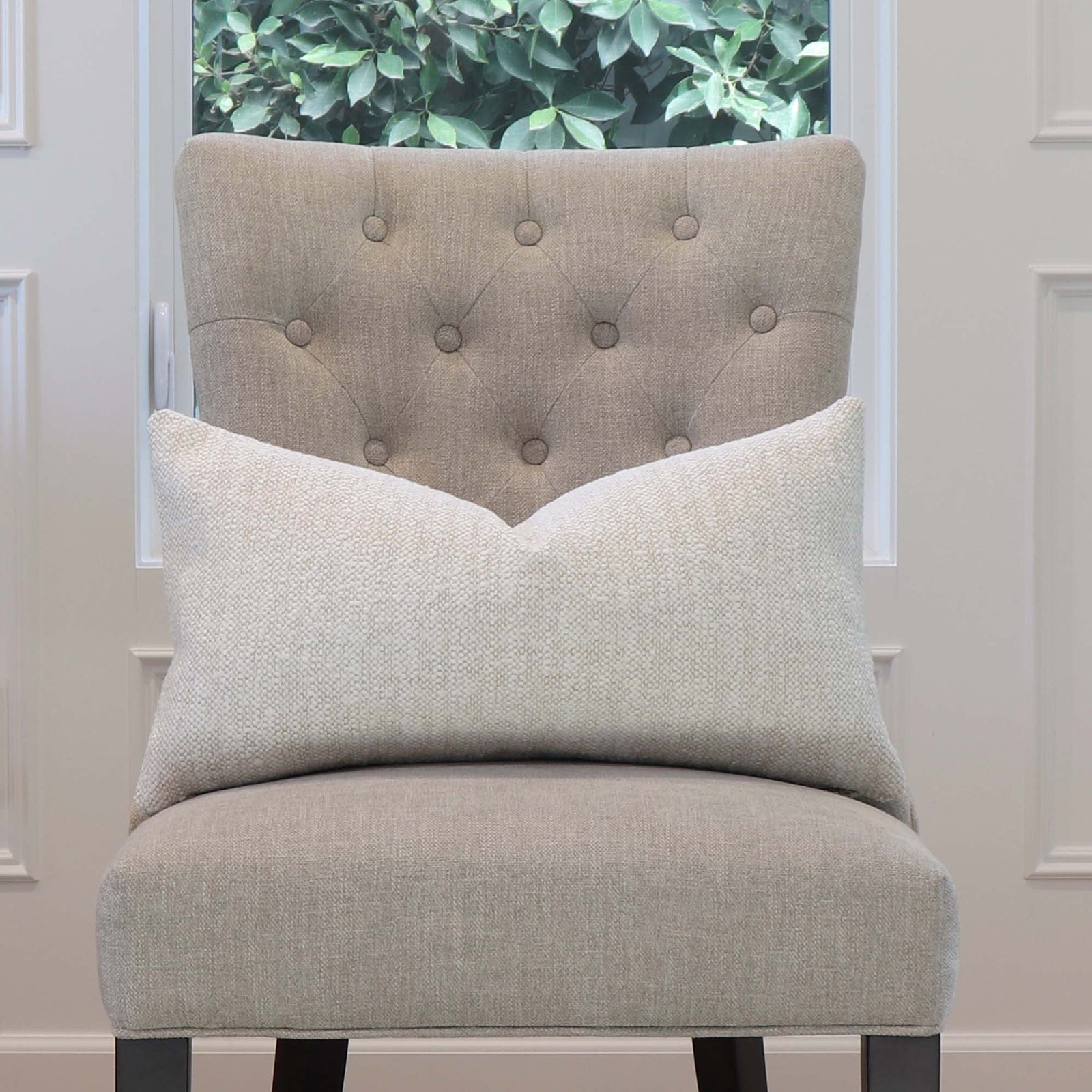 Thibaut Sasso Parchment Textured Soft Decorative Lumbar Throw Pillow Cover on Chair