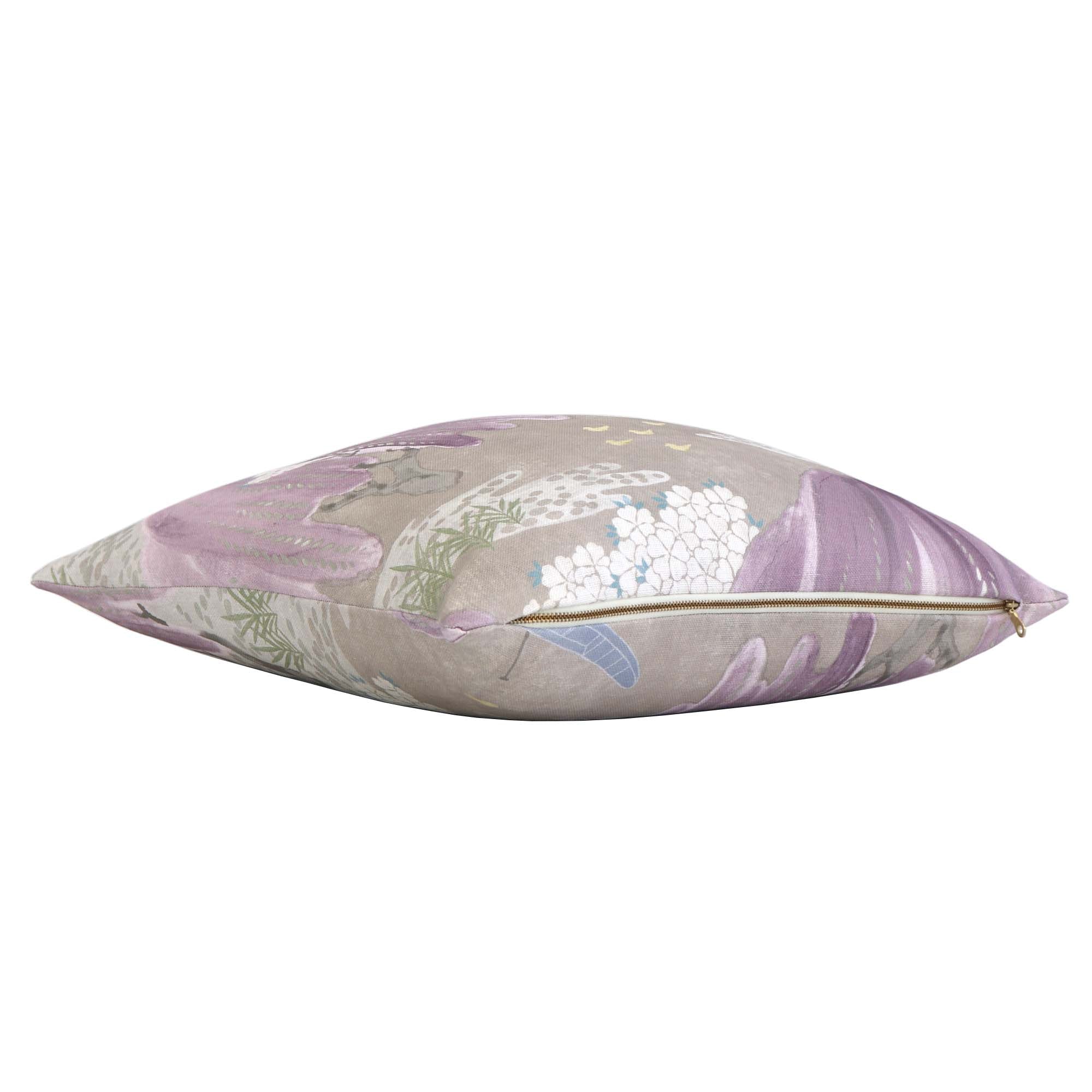 Thibaut Willow Tree Lavender Purple Chinoiserie Floral Decorative Throw Pillow Cover with Exposed Brass Zipper