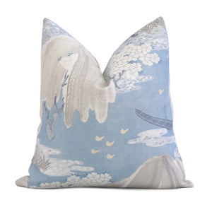 Thibaut Willow Tree Soft Blue Chinoiserie Floral Decorative Throw Pillow Cover