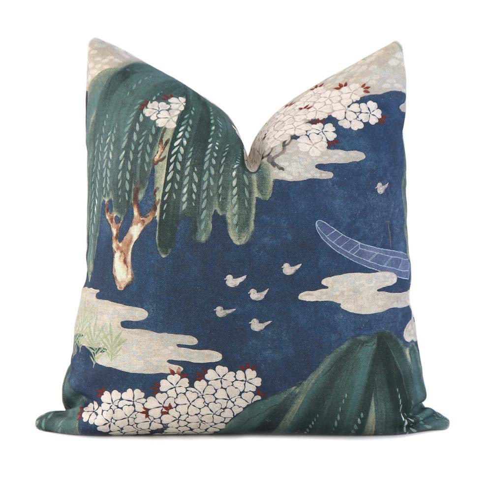 Thibaut Willow Tree Navy Botanical Printed Decorative Throw Pillow Cover