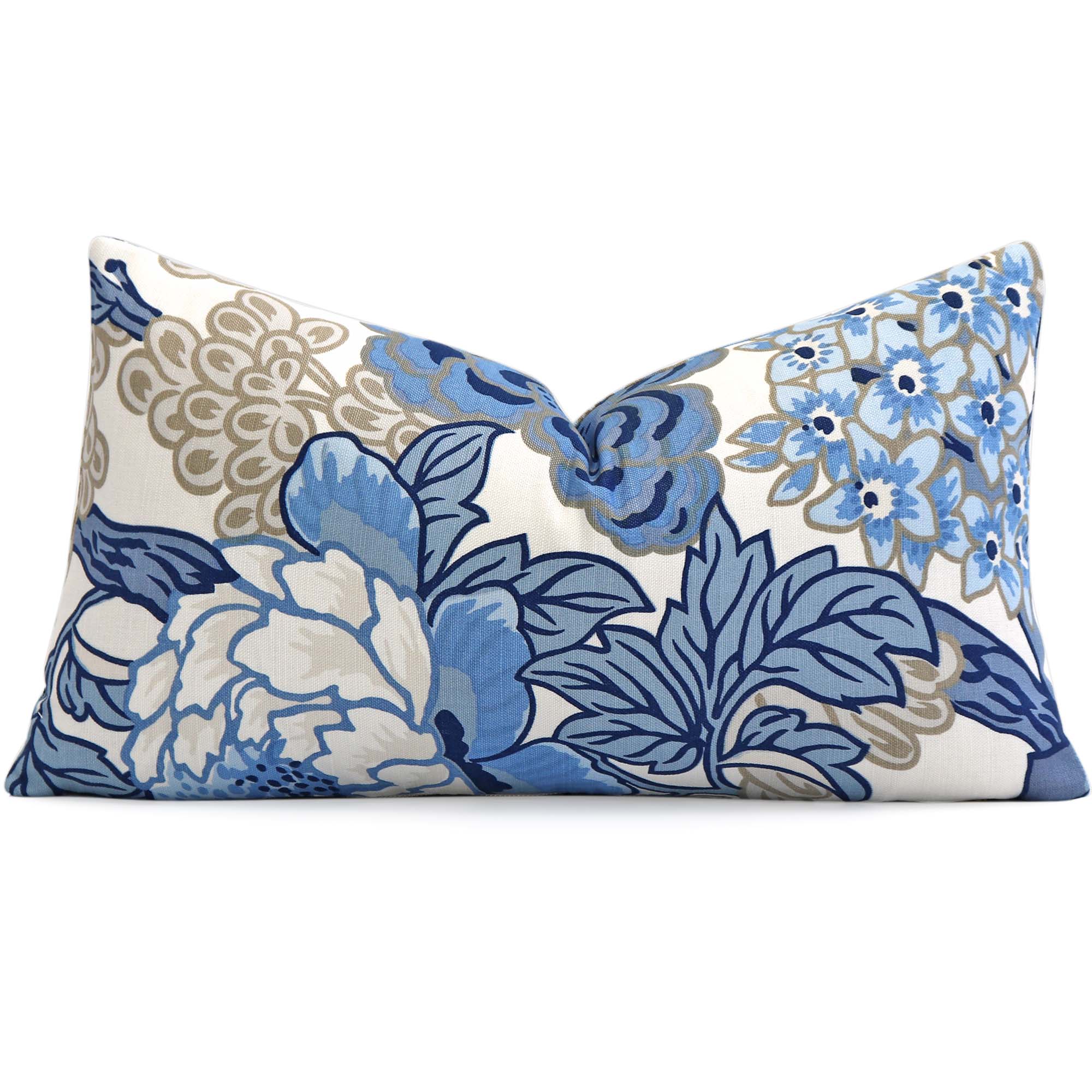 Thibaut Honshu Blue and Beige Floral Throw Pillow