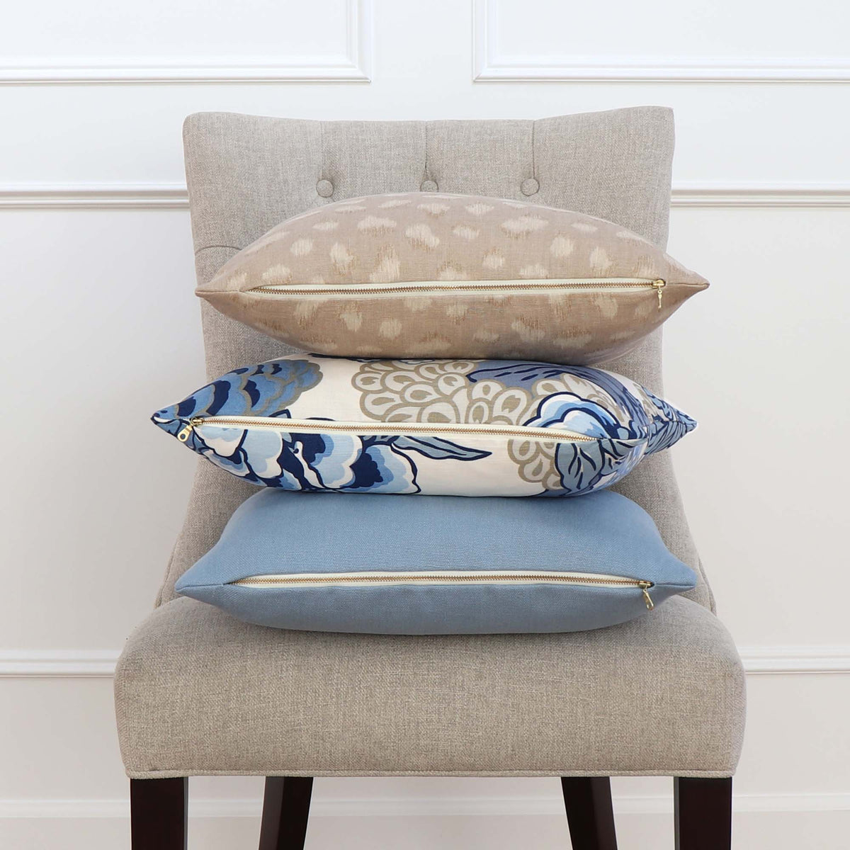 Thibaut Honshu Blue and Beige Decorative Designer Pillow Cover with Matching Pillows