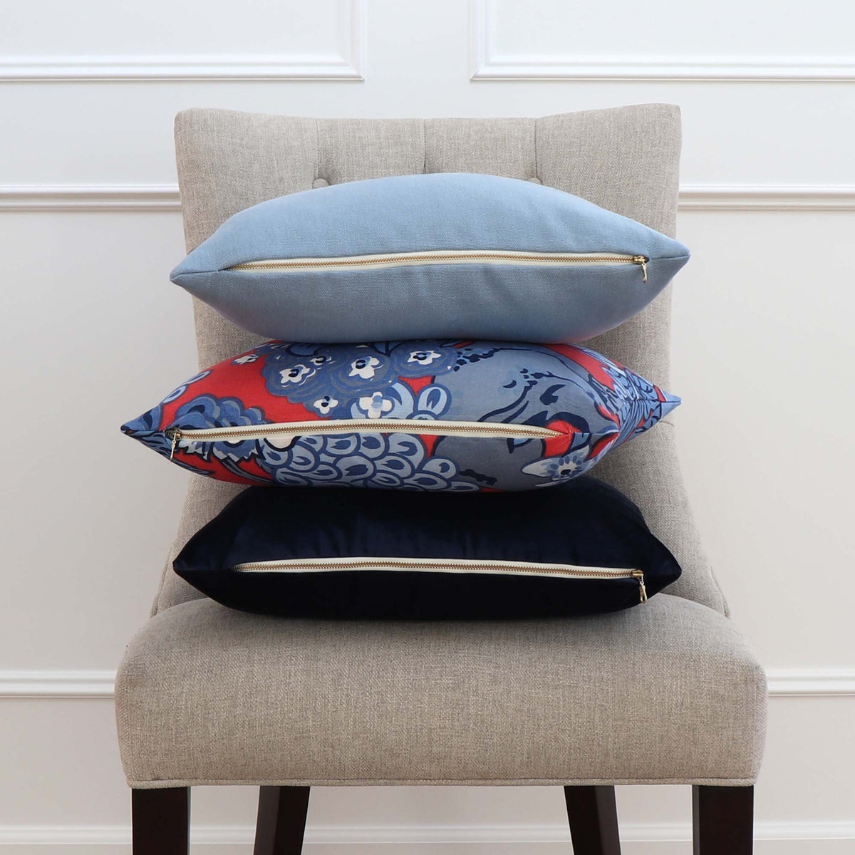 Thibaut Honshu Red and Blue Floral Decorative Designer Throw Pillow Cover with Matching Pillows