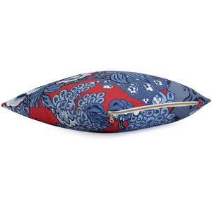 Thibaut Honshu Red and Blue Floral Decorative Designer Throw Pillow Cover with Gold Zipper