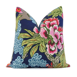 Thibaut Honshu Navy Floral Designer Throw Pillow Cover