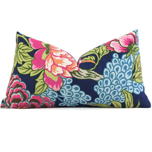 Thibaut Honshu Navy Floral Designer Lumbar Throw Pillow Cover