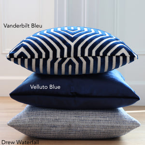 Vanderbilt Bleu Velvet Pillow Cover with Complementing Pillows