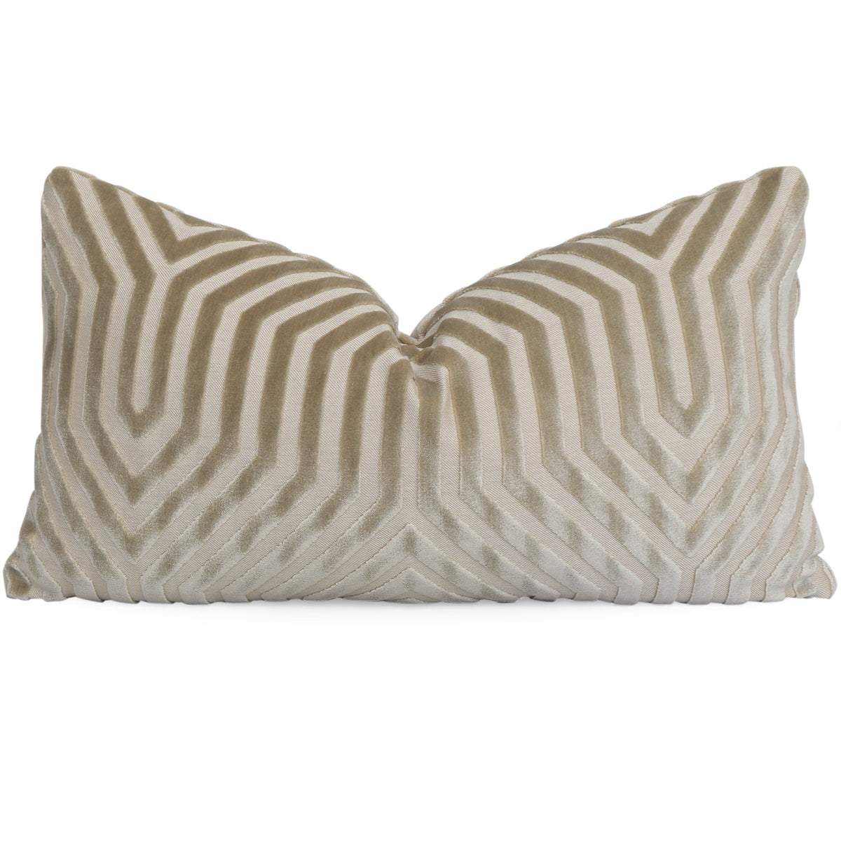 Schumacher Vanderbilt Greige Velvet Designer Lumbar Pillow Cover