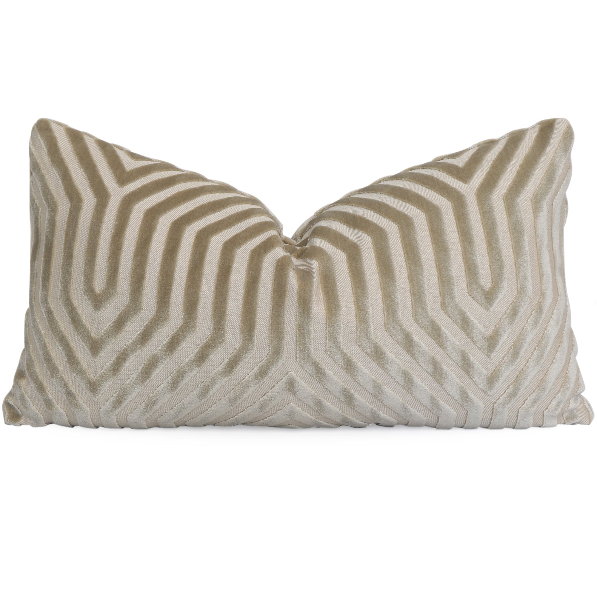 Schumacher Vanderbilt Greige Velvet Designer Lumbar Pillow Cover
