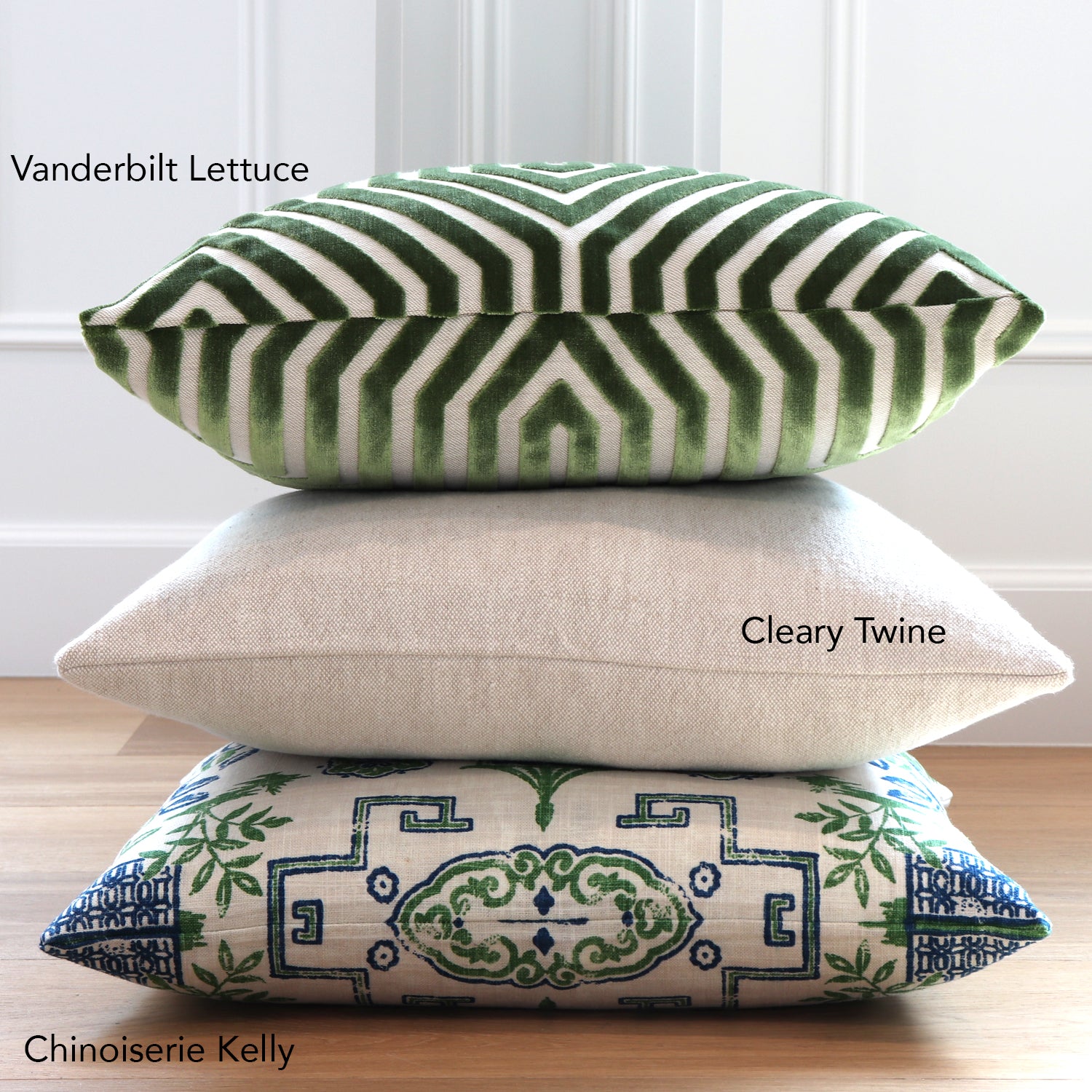 Vanderbilt Lettuce Velvet Pillow Cover with Green Pillows