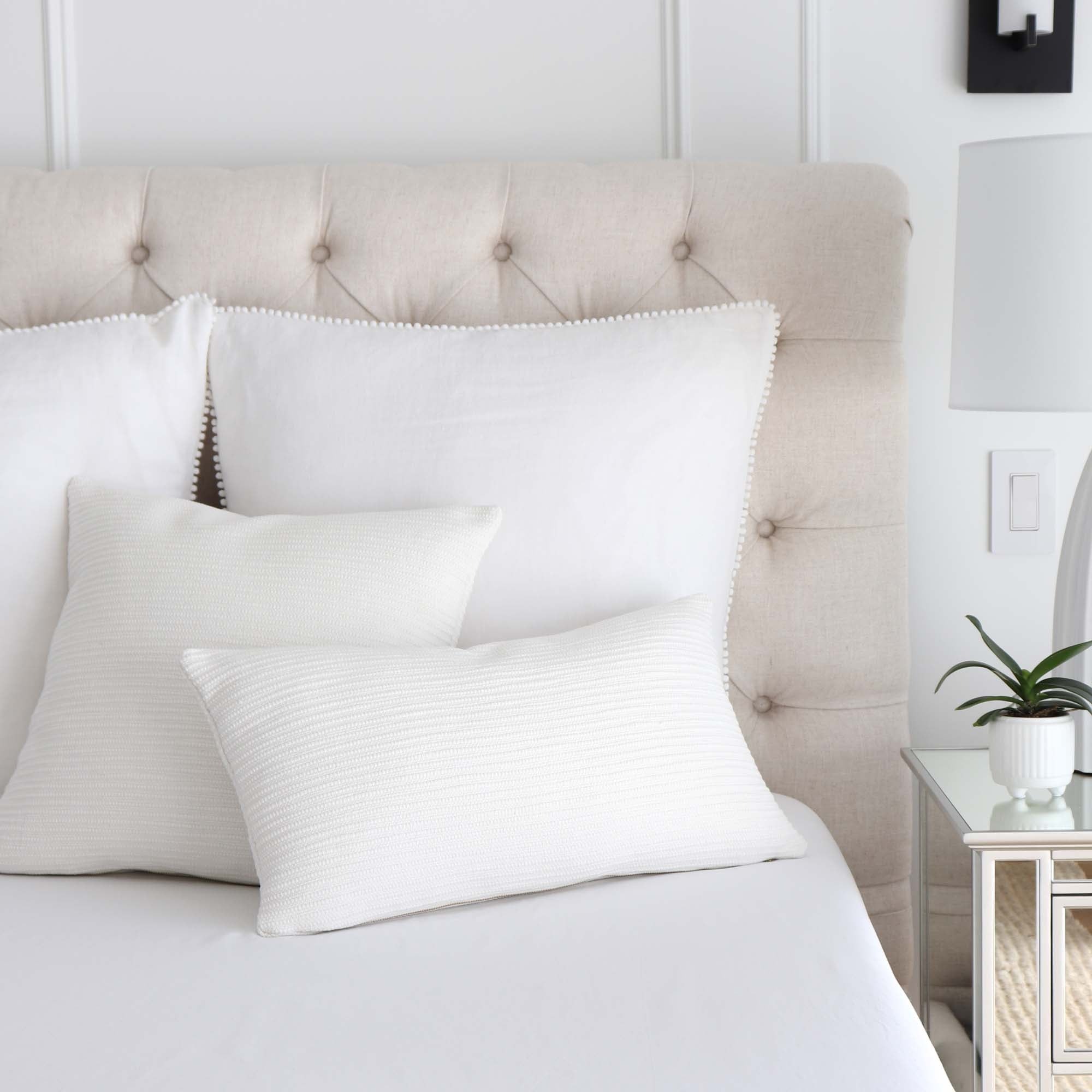 Zak + Fox Jibari Textured White Luxury Designer Throw Pillow Cover