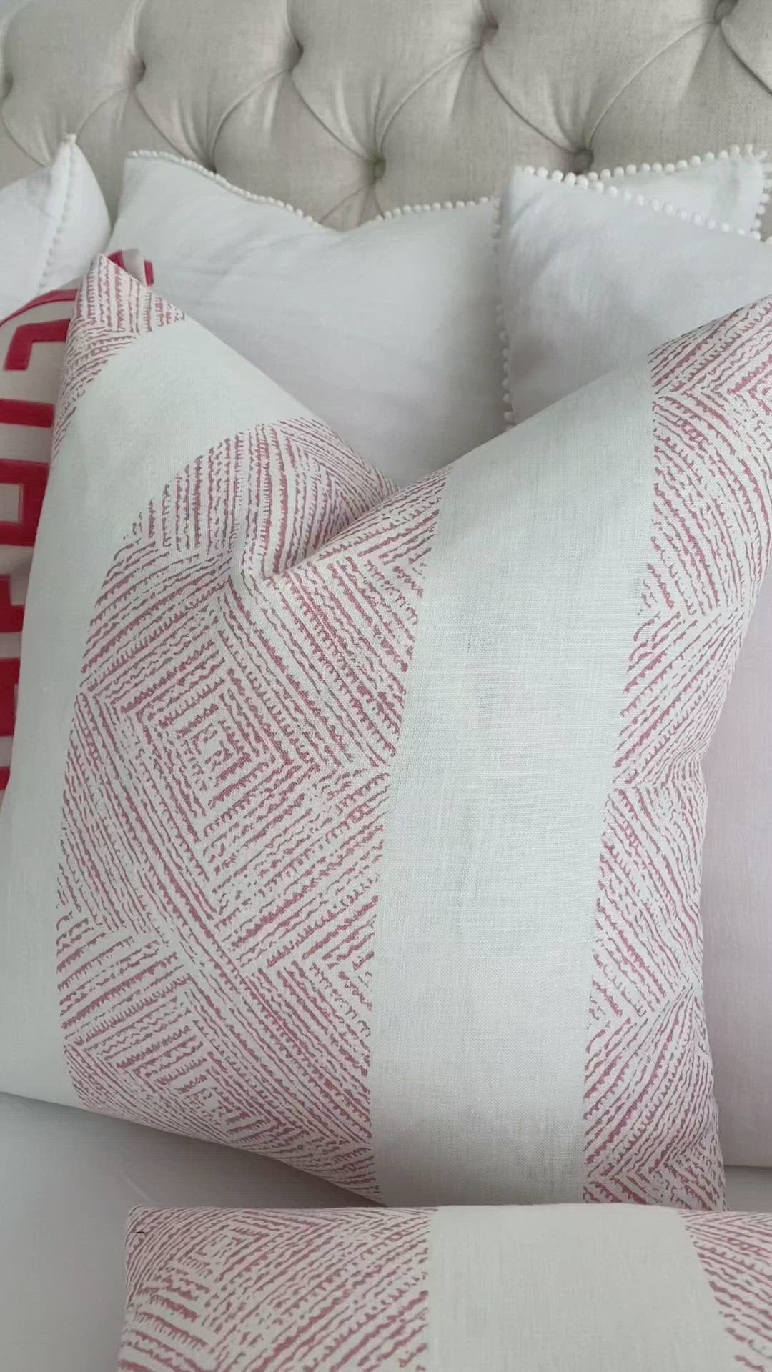 Thibaut Clipperton Stripe Blush Pink Designer Luxury Throw Pillow Cover Product Video
