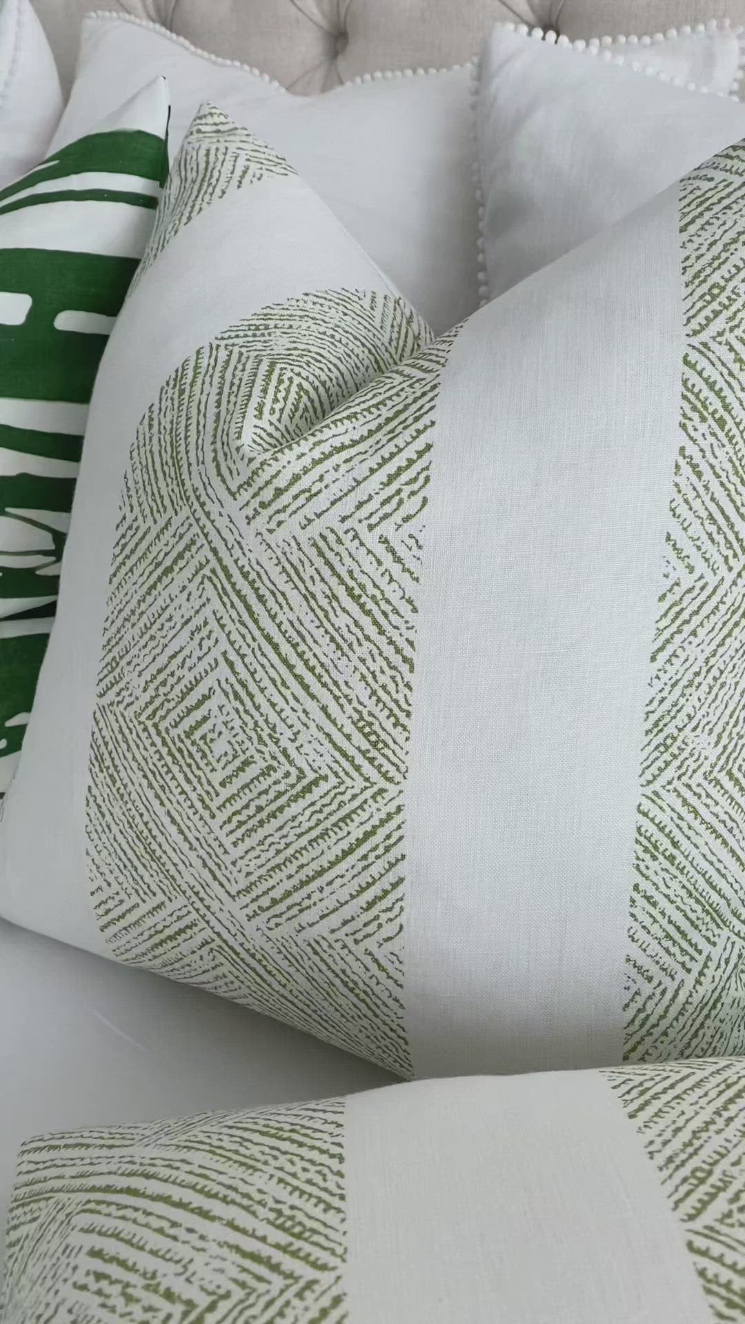 Thibaut Clipperton Stripe Green Designer Throw Pillow Cover Product Video