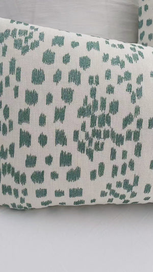 Brunschwig Fils Les Touches Embroidered Jade Green Throw Pillow Cover Product Video