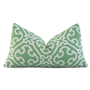 Scalamandre Ailin Lattice Weave Jade Green Luxury Designer Decorative Lumbar Throw Pillow Cover