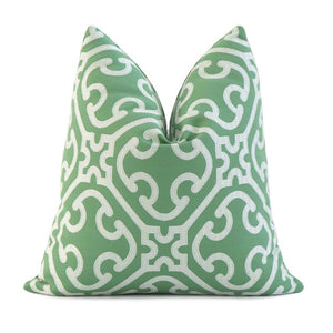 Scalamandre Ailin Lattice Weave Jade Green Luxury Designer Decorative Throw Pillow Cover