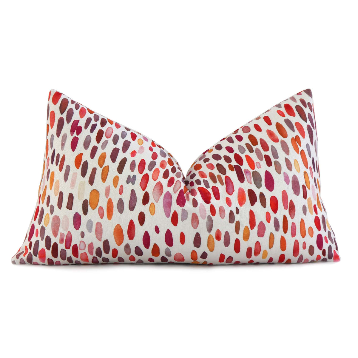 Scalamandre Jamboree Linen Brush Strokes Polka Dots Wild Berry Designer Luxury Lumbar Throw Pillow Cover