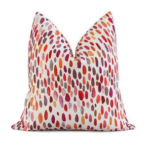 Scalamandre Jamboree Linen Brush Strokes Polka Dots Wild Berry Designer Luxury Throw Pillow Cover