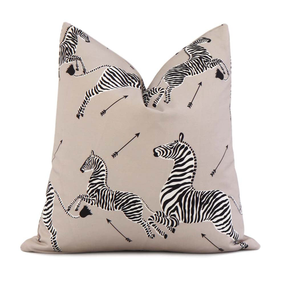 Scalamandre Zebras Petite Sand Designer Animal Print Throw Pillow Cover