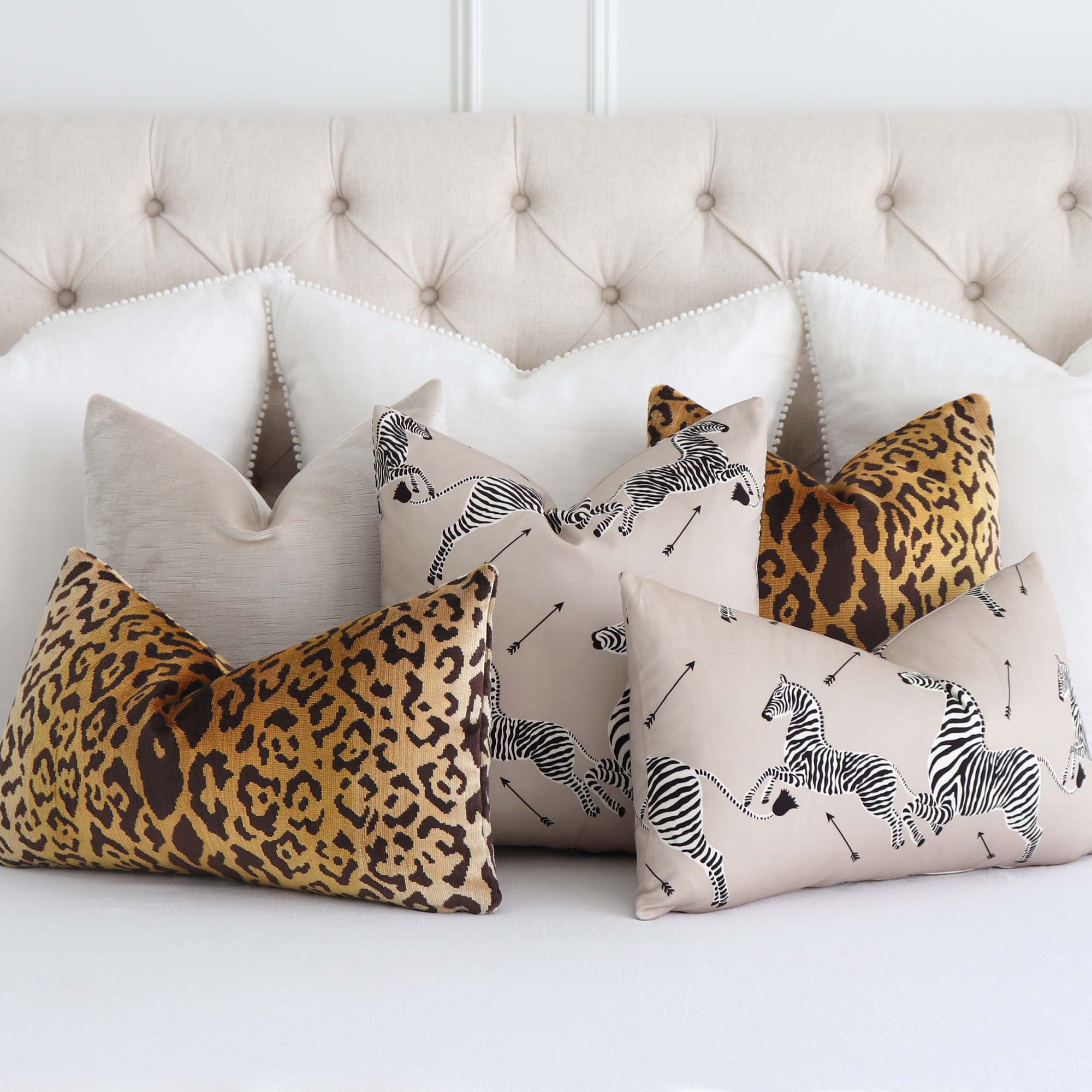Scalamandre Zebras Petite Sand Designer Animal Print Throw Pillow Cover in Pillow Mix with Coordinating Throw Pillows