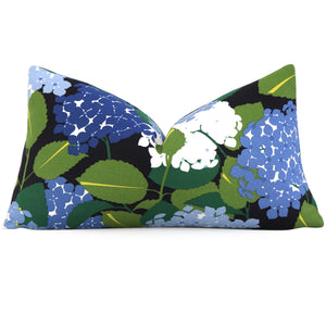 Schumacher Hydrangea Document Blue Floral Decorative Designer Lumbar Throw Pillow Cover