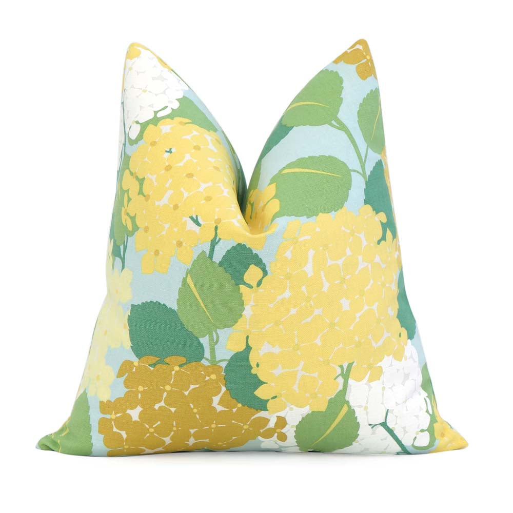 Schumacher Hydrangea Yellow Floral Designer Luxury Decorative Throw Pillow Cover