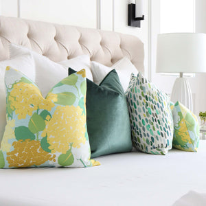 Schumacher Hydrangea Yellow Floral Designer Luxury Decorative Throw Pillow Cover with Coordinating Throw Pillows