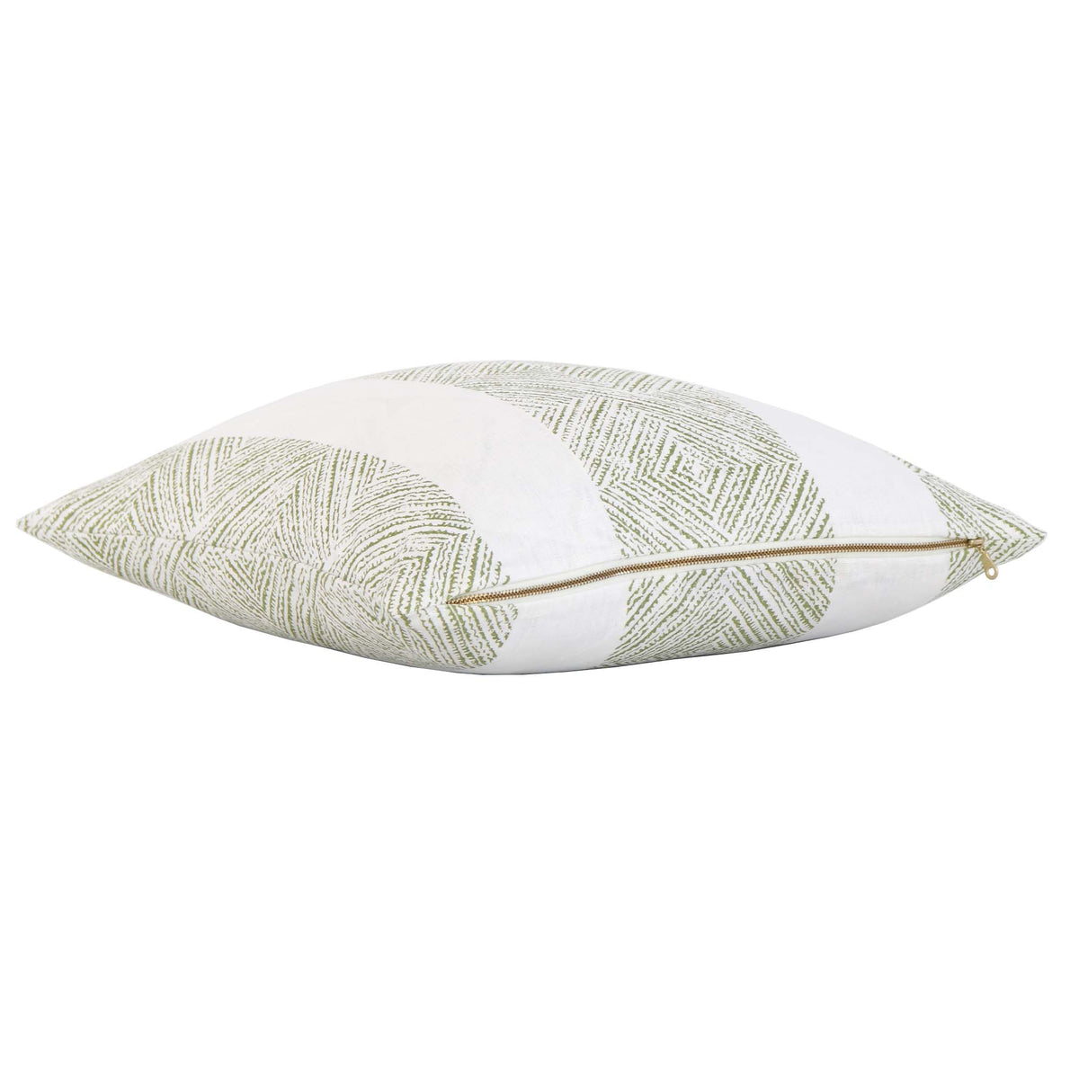 Thibaut Clipperton Stripe Green Designer Throw Pillow Cover with Exposed Gold Zipper