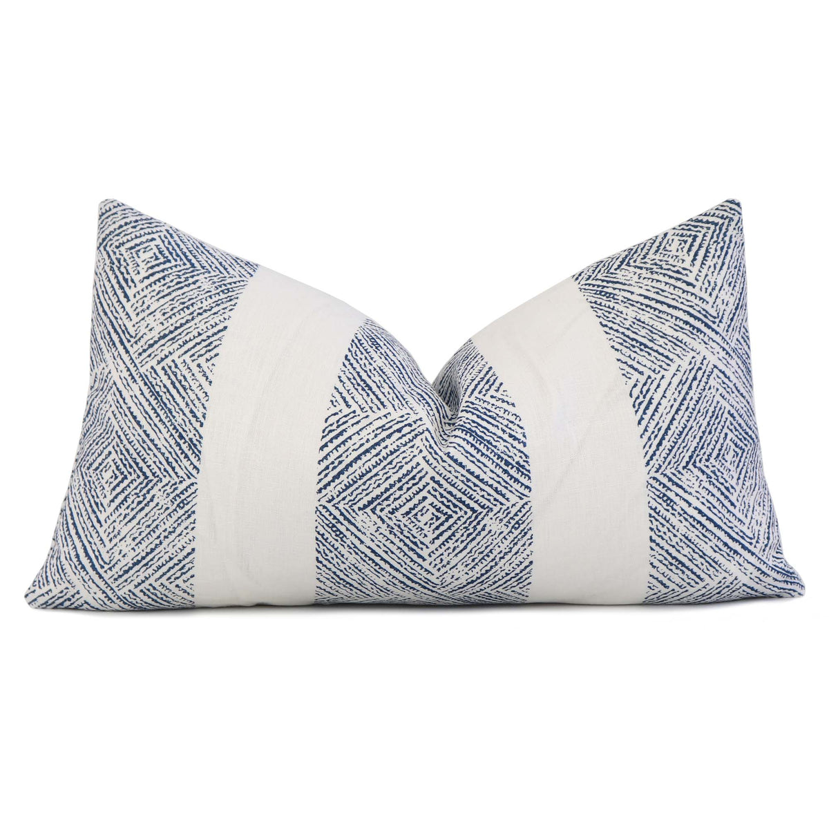 Thibaut Clipperton Stripe Navy and White Designer Luxury Linen Lumbar Throw Pillow Cover
