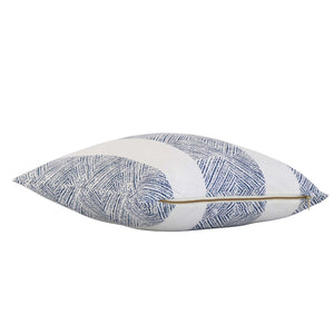 Thibaut Clipperton Stripe Navy and White Designer Luxury Linen Throw Pillow Cover with Exposed Gold Zipper