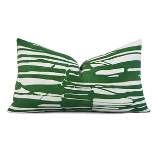 Thibaut Ischia Stripe Emerald Green and White Designer Lumbar Throw  Pillow Cover