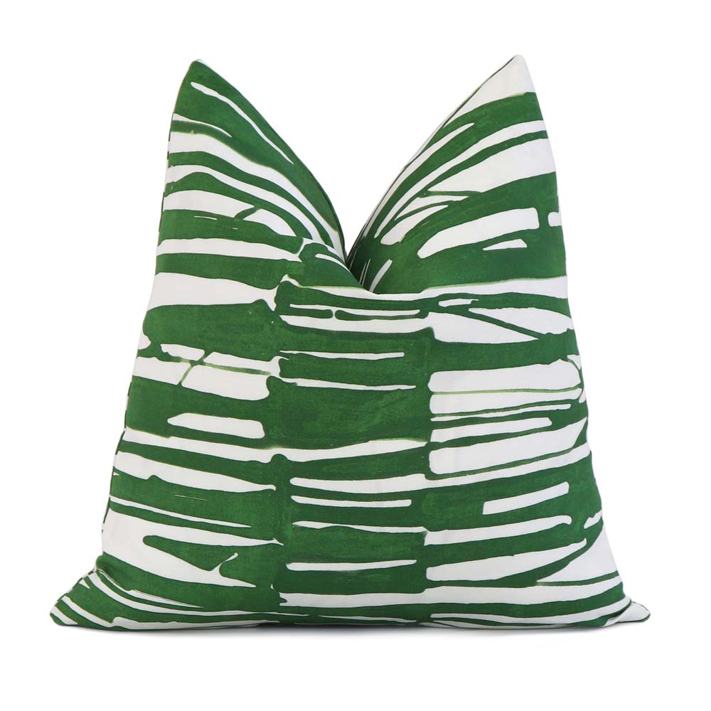 Thibaut Ischia Stripe Emerald Green and White Designer Throw  Pillow Cover